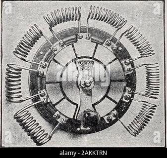 Il moderno electroplater; un libro completo considerando pienamente i principi elementari di elettro deposizione di metalli e la loro applicazione pratica e uso industriale . Fig. 40.-serbatoio reostato: Interruttore coltelli di tipo branch. Questa condizione è duplicato nel caso diun numero di più collegati a serbatoi di placcatura pre-. Fig. 41.-dodici molla di tipo Dial reostato Foto Stock