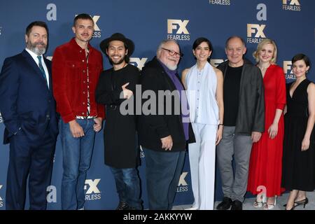 Gennaio 9, 2020, Pasadena, CA, Stati Uniti d'America: LOS ANGELES - JAN 9: Nick Offerman, Jin ha, Stephen McKinley Henderson, Sonoya Mizuno, Alison pillola, e Cailee Spaeny al FX Inverno Starwalk TCA al The Langham Huntington Hotel su Gennaio 9, 2020 a Pasadena, CA (credito Immagine: © Kay Blake/ZUMA filo) Foto Stock