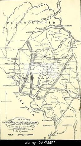 La vita e le campagne del generale Robert ELee . 232 vita del Generale Lee. mentre il nemico, ai vari depositi sono riportati a haveburned molti milioni di immobili nella loro ritirata. ****** Nulla potrebbe superare la galanteria e endurance di thetroops, che hanno allegramente a carico ogni pericolo e disagio,sia sul campo di battaglia e marzo. Ho l' onore di essere molto rispettosamente.La maggior parte otte servt, E. E. Lee, Generale. Generale Lee è passata attraverso la campagna incolume, ma justas è chiuso, è stato gravemente ferito. Il 4 di settembre,egli stava in piedi vicino al suo cavallo, quando l'animale, becomingfr Foto Stock