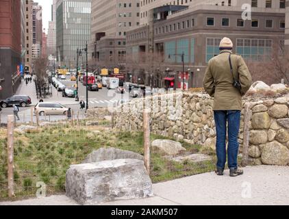 Irish fame Memorial, il Quartiere Finanziario, Manhattan NYC. Stati Uniti d'America Foto Stock