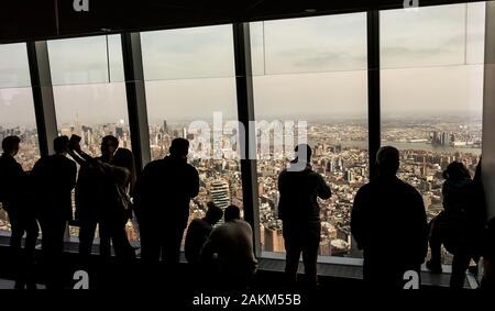 Vista da un World Trade Center, Manhattan, New York, Stati Uniti d'America Foto Stock