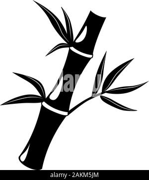 Glifo cinese bamboo icona su sfondo bianco. Nero business Wellness spa logo design. Asia tropicale pianta modello. Trattamenti di massaggio vettore simbolo di cosmetici. Relax concetto naturale pittogramma. Illustrazione Vettoriale