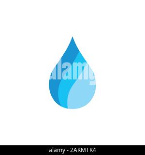 Legato a gradiente gocce acqua blu vettore logo Illustrazione Vettoriale