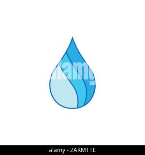 Legato a gradiente gocce acqua blu vettore logo Illustrazione Vettoriale