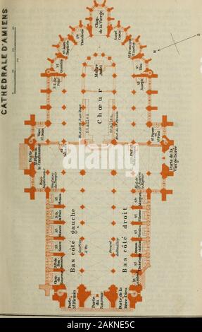 Il nord della Francia : dal Belgio e il Canale della Manica per la Loira, esclusa Parigi e i suoi dintorni : manuale per i viaggiatori . Vergine,al di sotto, una figura della Vergine, e ancora inferiore, Adamo ed Eva; sullato destro, l'Annunciazione, la Visitazione e la presentazione; sul latosinistro, i Magi, Erode, Salomone e la regina di Saba; sotto,scene bibliche. - Il portico di sinistra è dedicata a San Firmin, il primo bishopof Amiens. Nel timpano, la invenzione e traslazione del relicsof santo; tra le porte, una figura di San rassodante ai lati, otherssaints del distretto. Th Foto Stock