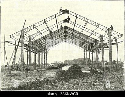 Ufficiale d'agricoltura pratique . vés en bon état, la paillereste toujours sèche, condizione indispensablequand elle doit être mise en scrutini lexporlation presséspour. Avant de traduire en chiffres le montantdes économies réalisées grâce au hangar,nous devons établir exactement le prix derevient de la costruzione. Pour couvrir 1 mètre carré par onu hangar sur poteaux, les constructeurs demandent unprix qui of aulour de 10 franchi, suivant lanature des matériaux employés, bois ou ferpour la charpente et, pour la copertura,tuiles, ardoises, tôles ondulées ardoisesmétalliques unità organizzativa. Mais nous somm Foto Stock
