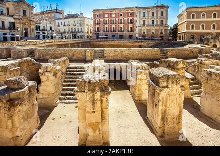 All'Anfiteatro Romano in Piazza Sant'Oronzo a Lecce Puglia Italia Foto Stock