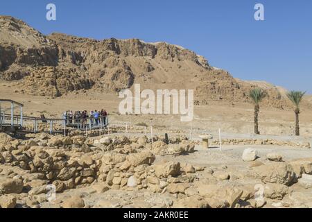 Felslandschaft, Offenburg an der Ausgrabungsstätte Qumran, Israele Foto Stock