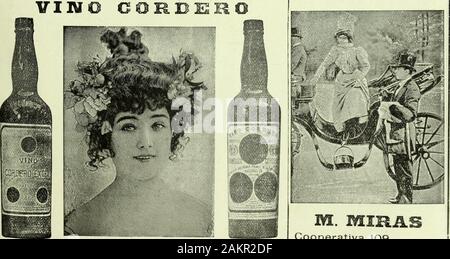 La Mujer . Estos exquisitos VINOS se halhin de venta en todos los estable-cimientos de bebida&GT;í de la Rorública Arg-entiní" M, MIRAS Cooperativa 109 U. Telefónica 879 AMER PICON Exquisito aperitivo, tónico, lebrífugo. Venta anualen Francia: 500.000 cajones. Premiado en 28Exposiciones. Foto Stock