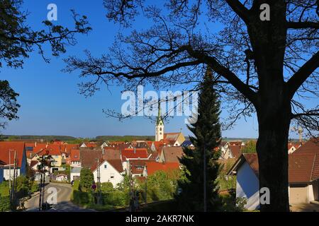 La città di Bad Saulgau da sopra Foto Stock