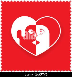 Il cuore di una persona, maschio e femmina su San Valentino Rossi sfondo isolato. Immagine vettoriale Illustrazione Vettoriale