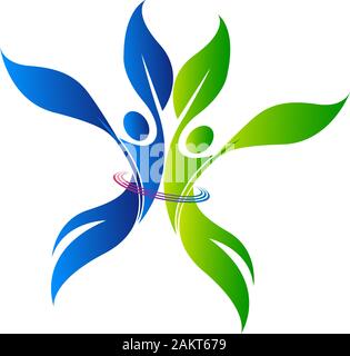 logo coppia foglia Foto Stock