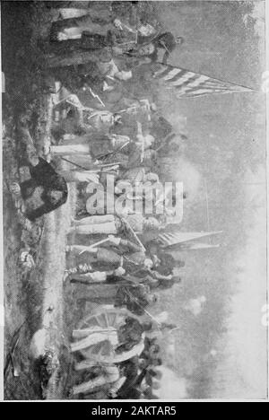 Reminiscenze personali di James AScrymser, in tempo di pace e in tempo di guerra . sulla destra della strada come enabledhim al comando la traversata. Il cap. Woodings batteria è stata Conseguen-temente ha ricordato e le nostre batterie rivolto nella nuova direzione. Thefire in modo aperto su entrambi i lati è stata mantenuta fino al buio. Abbiamo bivouackedthat notte vicino alla palude. Il Ulustration sul lato opposto della pagina è un recente photographof un dipinto di Julian Scott, il ragazzo artista dell'esercito di thePotomac. Il dipinto, intitolato Il Rally del VermontBrigade, è di proprietà della Union League Club di New Yorkand è stata fotografata da loro tipo Foto Stock