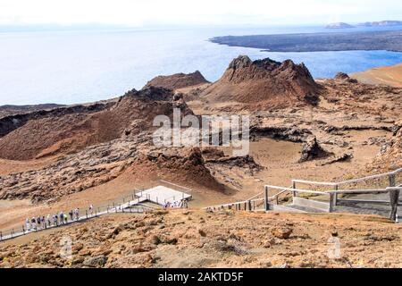 Il paesaggio arido dell'isola di Bartolome, Galapagos Foto Stock