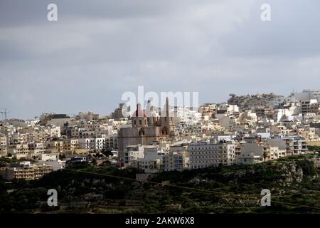 Blick von der Marfa Ridge auf Mellieha, Malta Foto Stock