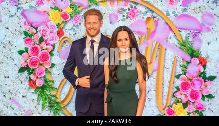 Madame Tussaud's Waxwork Museum, Prince Harry e Meghan Markle realistico modello realistico Foto Stock