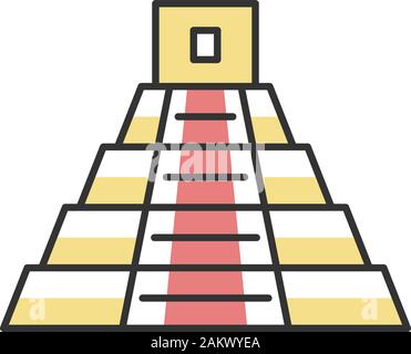 La piramide messicana icona di colore. Teotihuacan. La piramide Maya. Le scale. Isolato illustrazione vettoriale Illustrazione Vettoriale