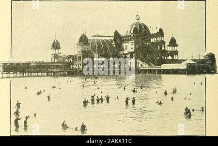 Utah e la sua gente, le informazioni per i turisti .. . Bella SALTAIR. /JANE di grandiosi attrazioni per il viaggiatore che visita la città di Salt Lake è il grande*J Pavilion si trova a Saltair Beach, sul grande lago salato. Questo splendido edificio monumentale isa testimonianza dell'energia intraprendente dello Utah cittadini e capitale dello Utah.It è situato a tredici chilometri duewest da Salt Lake City e isreached da una trentina di minuti di rideon lago di sale e Los AngelesRailway, che è specialmente equipaggiare-ped per il trasporto di theimmense folle che patron-ize il resort ogni giorno dur-ing seaso Foto Stock