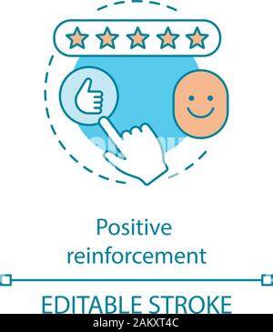 Il rinforzo positivo concetto icona. Comportamento Prosocial modifiche tecniche. Stimolo gratificante. Feedback positivo idea sottile linea illustrazione. Ve Illustrazione Vettoriale