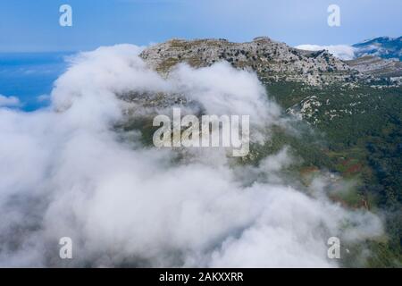 Veduta Aerea, Monte Candina, Liendo, Valle Liendo, Montaña Oriental Costera, Mar Cantabrico, Cantabria, Spagna, Europa Foto Stock