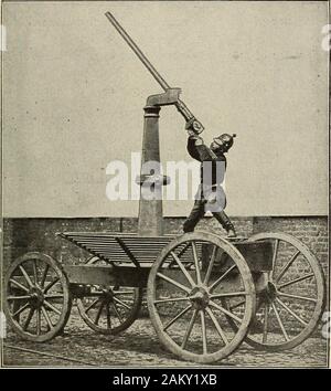 I dirigibili del passato e del presente, insieme con i capitoli sull'uso di palloncini in connessione con la meteorologia, la fotografia e il carrier pigeon . ber xx atRothenburg in Baviera. I resti di quest'ultimo palloncino arenow nel Museo dell'esercito a Monaco di Baviera. Naturalmente queste sortieswere non del tutto il gusto dei tedeschi e Krupp wasordered per rendere un cannone adatto per portare i palloncini toearth. Esso è stato quello di essere in grado di essere inclinato quasi in posizioneverticale, e di avere una pistola speciale-carrello montato su di esso. Ma non itwas un successo e presto è stato relegato alla Zeughaus inBerlin. Gli avamposti Foto Stock