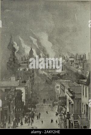 La storia di San Francisco e di emergenza sul Vesuvio orrore . £/N FRANCISCO una fornace di fuoco ardente.. Copyright 1906 dall' American-Ufficiale-esaminatore. Il quartiere degli affari in fiamme.scena da Telegraph Hill mentre la conflagrazione era al suo peggio. Capitolo I LA DISTRUZIONE DI SAN FRANCISCO Golden Gate Città annientati dal terremoto e fuoco-primo shock arriva nella misteriosa Twilight di theDawn-intera popolazione Half-Clad Rush in theStreets per trovare se stessi inerme di pres-ence del destino-grande grattacielo cadere in rovina,seppellendo centinaia di detriti-immenso-Confla gration completa il Wr Foto Stock