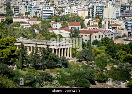 Ad Atene - Tempio di Efesto (Hephaisteion), all'interno dell'Antica Agorà. La Grecia Foto Stock