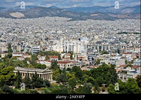 Ad Atene - Tempio di Efesto (Hephaisteion), all'interno dell'Antica Agorà. La Grecia Foto Stock