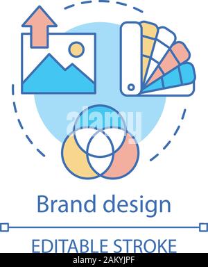 Il Brand design concept icona. Il Branding idea sottile linea illustrazione. Creazione di logo. I modelli e gli standard del marchio per i materiali di marketing. ?Orporate immagine Illustrazione Vettoriale