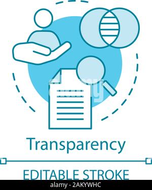 Il concetto di trasparenza e la relativa icona. La politica aziendale idea sottile linea illustrazione. Onestà e sincerità, l'apertura. Affidabilità. Livelli di attendibilità. L'etica aziendale. Illustrazione Vettoriale