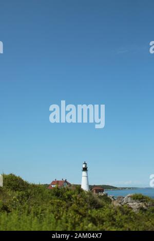 Portland Head Lighthouse in UN giorno estivo limpida Foto Stock