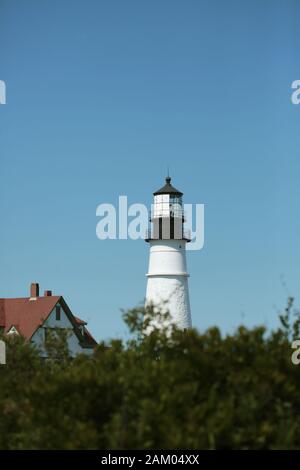 Portland Head Lighthouse in UN giorno estivo limpida Foto Stock