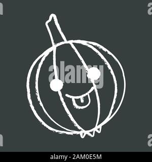 Onion carino kawaii chalk carattere. Felice con vegetali sorridente faccia bambino e bloccato la lingua di fuori. Ridendo cibo. Divertente, emoji emoticon, smile. Vettore è Illustrazione Vettoriale