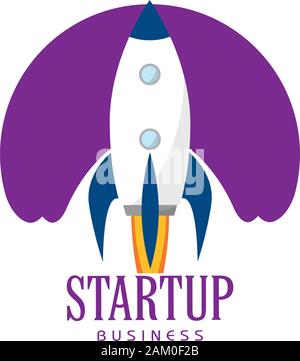 Poster di avvio con un razzo - illustrazione vettoriale design Illustrazione Vettoriale