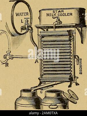 Il latte e i suoi prodotti; un trattato sulla natura e la qualità del latte e la fabbricazione di burro e di formaggio . apidly portato ad un temperatureslightly sotto l'atmosfera circostante. Mentre itis essendo raffreddata dovrebbe essere agitata per evitare thecream dalla crescente, e nel settore del latte che è stato cooledin in questo modo ci sarà poco comparativamente tendencyafterward per la crema per separare dal latte.Il latte così trattato è in una condizione ideale per il consumo, anche se il consumatore può considerare thequality scarsa a causa della lieve tendenza di thecream per formare sulla superficie. O di aerazione Foto Stock
