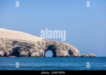 Rocce E Archi Isole Ballestas, Riserva Nazionale Paracas, Perù Foto Stock