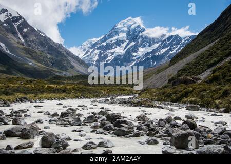 Hooker Valley Track Al Mount Cook National Park Foto Stock