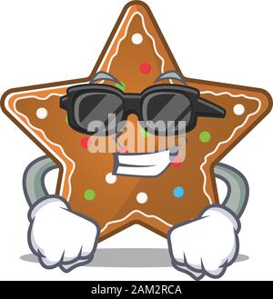 Super cool gingerbread star personaggio indossando bicchieri neri Illustrazione Vettoriale