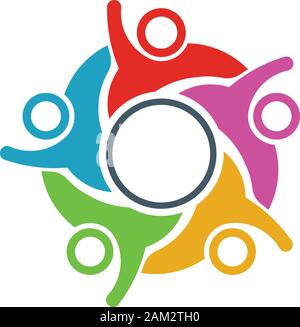 Connessione con le persone della rete comunitaria di persone logo design Illustrazione Vettoriale