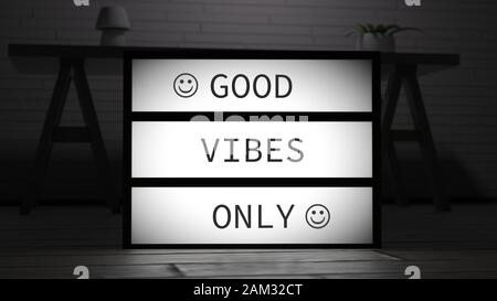 Buona Vibes Solo Lightbox 3d Illustrazione Foto Stock