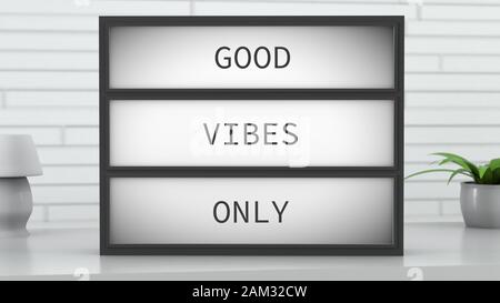Buona Vibes Solo Lightbox 3d Illustrazione Foto Stock