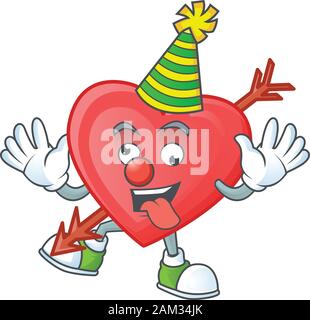 Funny Clown freccia amore cartoon character design mascotte Illustrazione Vettoriale