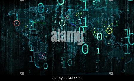 Guerra di hacker Modern Warfare dati digitale Hacking concetto mondiale Foto Stock