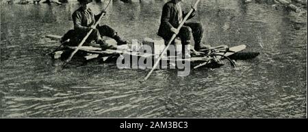 La terra di aprire porte; essendo lettere da western CanadaWith prefazione di Earl Grey . ;? - -^-fj^^k^-^jiH: W-!j^^.4 -^*^*"irrt^. RAFTING giù il FRASER SUL MODO DI FORT GEORGE Foto Stock