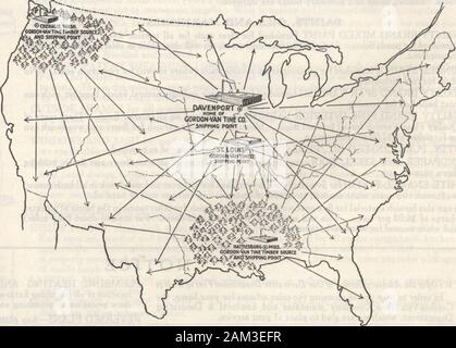 Rebbio Gordon-Van case . trame, in-finitura laterale, ecc. sono realizzate; uno dei più grandi cantieri di assemblaggio andfactories nel paese a St.Louis, Missouri; un grande mulino a andfactory Hattiesburg Mississippi,;e uno dei più raffinati mills andfactories sulla costa ovest atChehalis, Washington. Il lumberfor la vostra casa sarà spedito fromwhichever mulino è il più vantaggioso tasso di nolo in yourcommunity. Se si proviene da San Luigi o Hattiesburg sarà thebest qualità di pino giallo del sud. Da Chehalis, la migliore qualità di abete,quando il legname è spedito da San Luigi o Hattiesburg tutti millwork, Foto Stock
