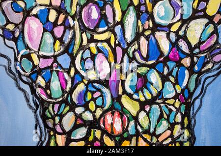 Neurography è una bella tecnica per conseguire la desideri. Albero della Vita è una tecnica psicologica per la terapia dell'arte. Foto Stock