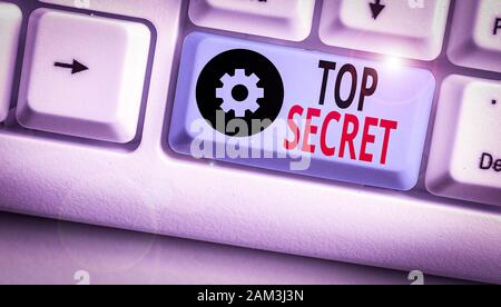Segno di testo che mostra Top Secret. Business photo testo protetto da un elevato grado di segretezza Altamente confidenziale Foto Stock