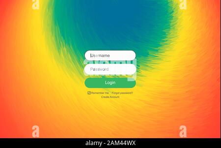 Login user interface. Schermata di moderno design per mobile app e web design. Gradiente dello sfondo. Elemento del sito web. Illustrazione Vettoriale. Illustrazione Vettoriale