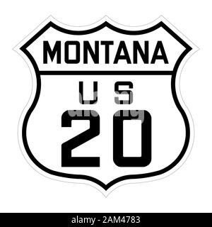 Montana us route 20 segno Foto Stock