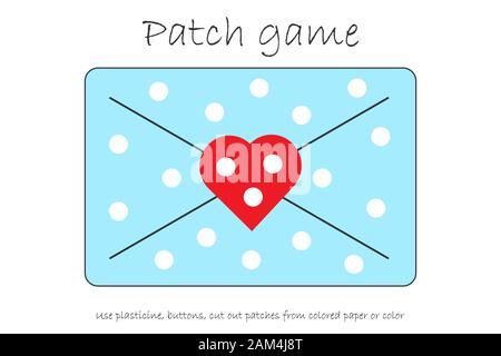 Istruzione Patch lettera di gioco per i bambini a sviluppare le abilità motorie, utilizzare le patch di plastilina, pulsanti, carta colorata o il colore della pagina, i bambini in età prescolare Illustrazione Vettoriale